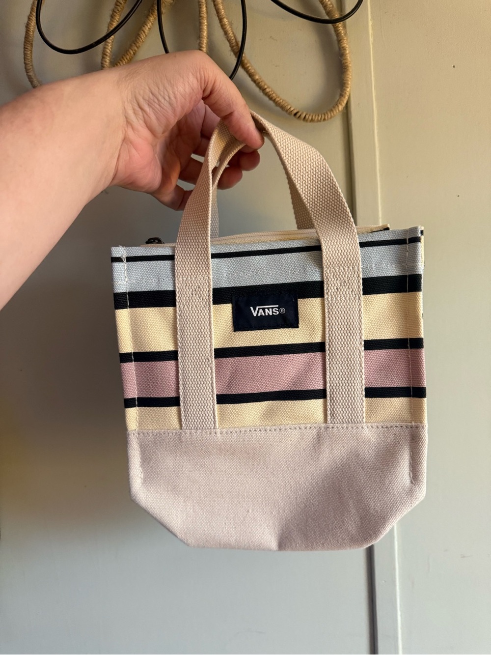Vans Pastel Stripe Canvas Mini Tote - Cream, Light Blue & Pink NWOT